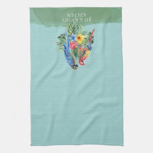 Op eilandtijd tropische papegaaien theedoek (Verticaal)