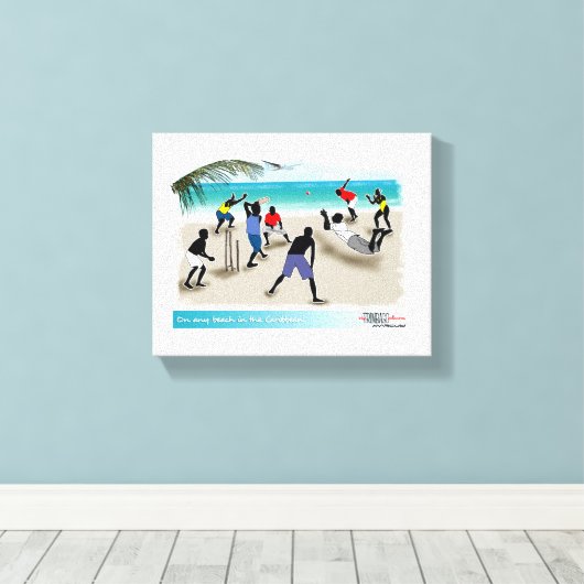 op elk strand in het Caribisch gebied Canvas Afdruk (Insitu (Houten vloer))