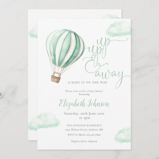 op en af hete luchtballon neutraal Baby shower Kaart (Voorkant / Achterkant)