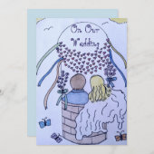 Op en af in een hete luchtballon bruiloft uitnodig kaart (Voorkant / Achterkant)