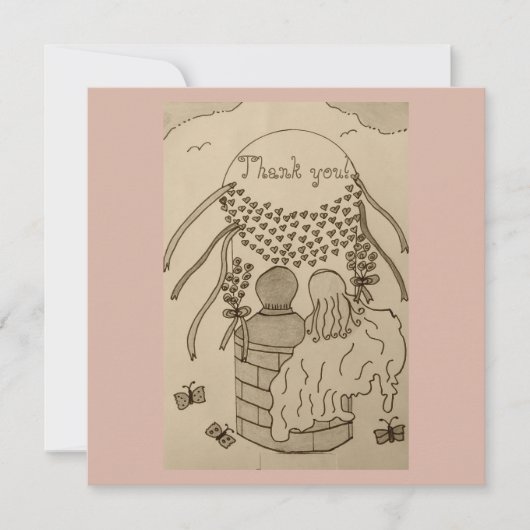 Op en af in een luchtballon bedankkaart (Voorkant)