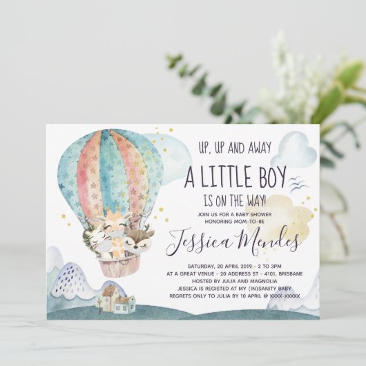 Op- en afscheid van het Baby shower van het dieren Kaart (Staand voorkant)