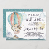 Op- en afscheid van het Baby shower van het dieren Kaart (Voorkant / Achterkant)