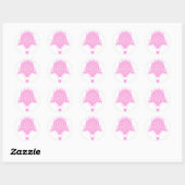 Op en uit, roze heteluchtballon baby shower ronde sticker (Vel)