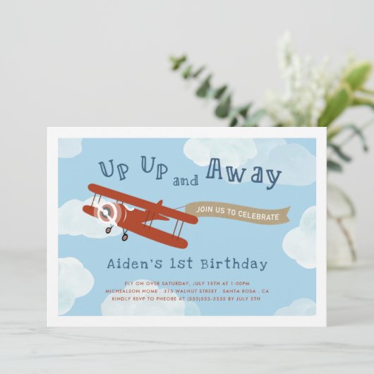 Op en Uit Verjaardag Uitnodiging (Staand voorkant)