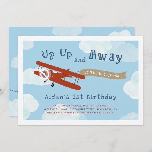 Op en Uit Verjaardag Uitnodiging (Voorkant / Achterkant)