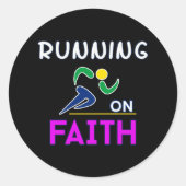 Op Faith Christelijk Runner Ronde Sticker (Voorkant)