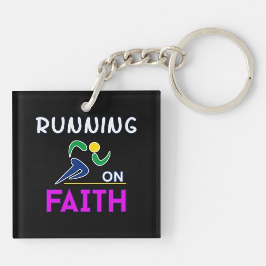 Op Faith Christelijk Runner Sleutelhanger (Achterkant)