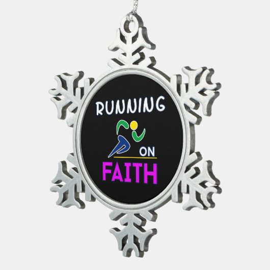 Op Faith Christelijk Runner Tin Sneeuwvlok Ornament (Rechts)