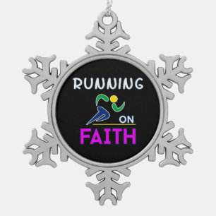 Op Faith Christelijk Runner Tin Sneeuwvlok Ornament