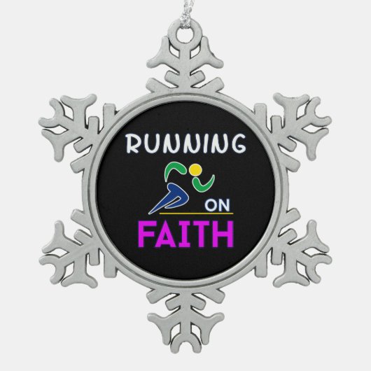 Op Faith Christelijk Runner Tin Sneeuwvlok Ornament (Voorkant)