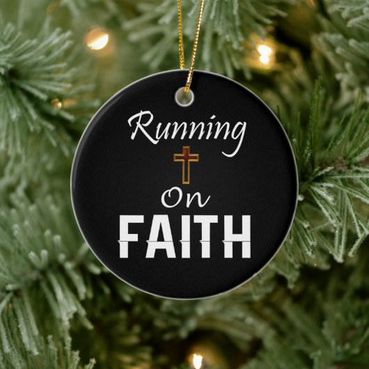 Op Faith Runner Keramisch Ornament (Boom)