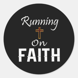 Op Faith Runner Ronde Sticker