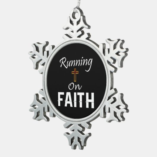 Op Faith Runner Tin Sneeuwvlok Ornament (Rechts)