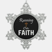 Op Faith Runner Tin Sneeuwvlok Ornament (Voorkant)