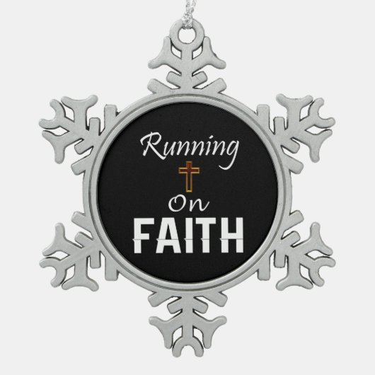 Op Faith Runner Tin Sneeuwvlok Ornament (Voorkant)