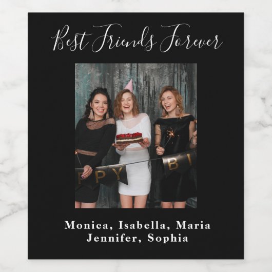 Op feestdag foto's voor altijd zwart wijn etiket (Enkel label)