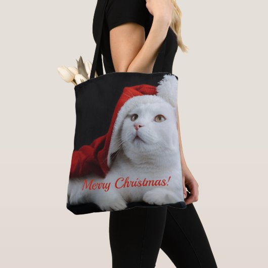 Op feestdagen gepersonaliseerde fotokerst tote bag (Dichtbij)