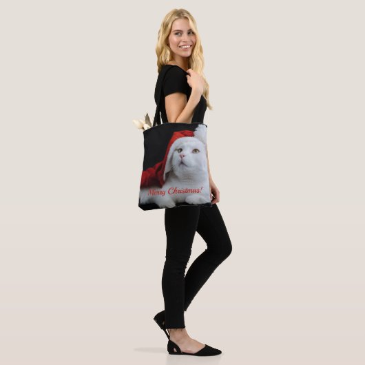 Op feestdagen gepersonaliseerde fotokerst tote bag (Op model)