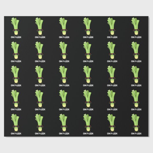 Op Fleek Funny Veggie Leek Pun Dark BG Cadeaupapier (Vlak)
