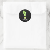 Op Fleek Funny Veggie Leek Pun Dark BG Ronde Sticker (Tas)