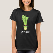 Op Fleek Funny Veggie Leek Pun Dark BG T-shirt (Voorkant)