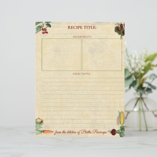 Op fruit gepersonaliseerde recept letterkop (Staand voorkant)