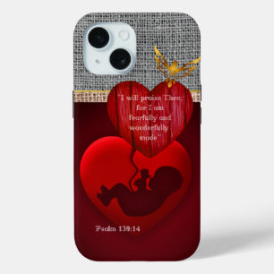 Op geloof gebaseerd neutraal ogend hessian embryo iPhone 15 case