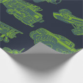 Op Go Blue en Green Moving Vehicles Cadeaupapier (Hoek)