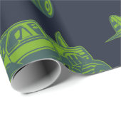 Op Go Blue en Green Moving Vehicles Cadeaupapier (Rol Hoek)