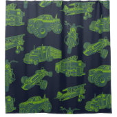 Op Go Blue en Green Moving Vehicles Douchegordijn (Voorkant)