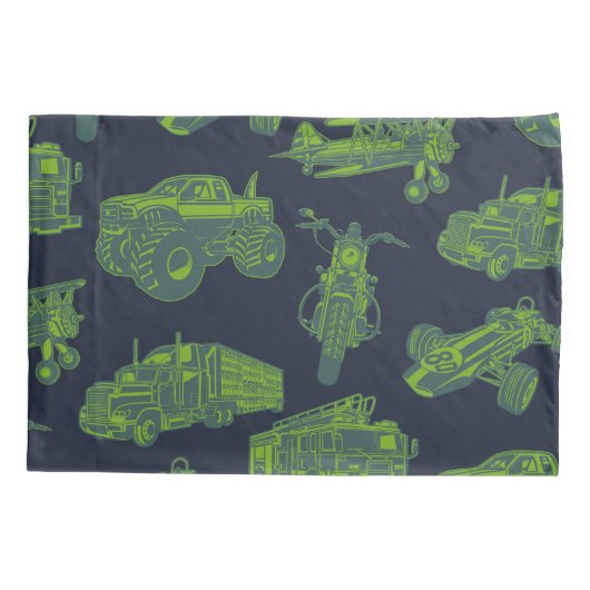 Op Go Blue en Green Moving Vehicles Kussensloop (Achterkant)