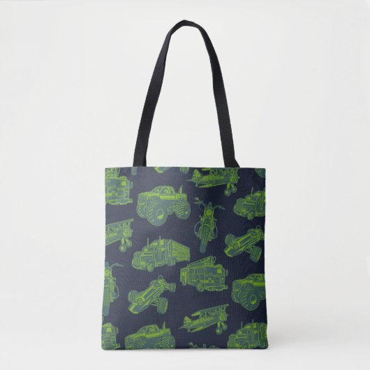 Op Go Blue en Green Moving Vehicles Tote Bag (Voorkant)