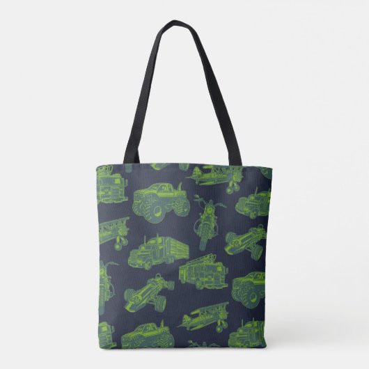 Op Go Blue en Green Moving Vehicles Tote Bag (Achterkant)