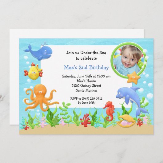 Op grond van de uitnodiging van de Birthday-partij (Voorkant / Achterkant)