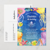 Op grond van de uitnodiging van de Birthday-partij (Voorkant / Achterkant)