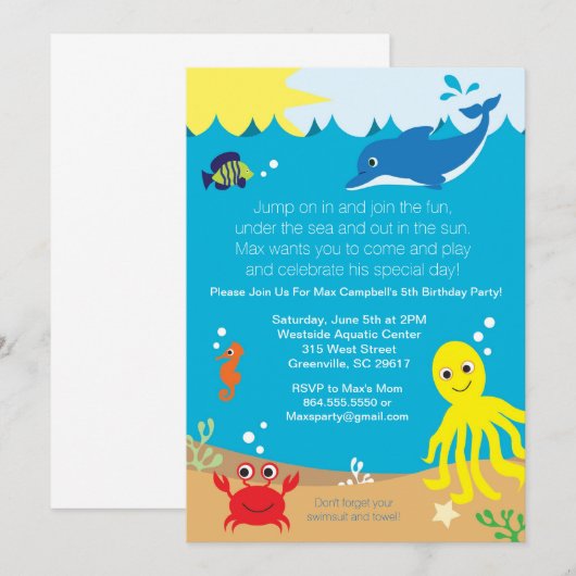 Op grond van de uitnodiging van de Birthday-partij (Voorkant / Achterkant)