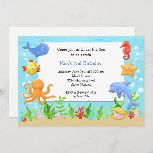 Op grond van de uitnodiging van de Birthday-partij (Voorkant / Achterkant)