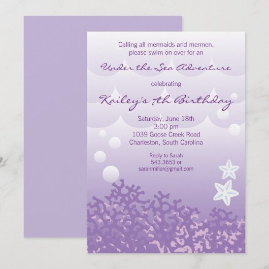 Op grond van de uitnodiging van de Birthday Party  (Voorkant / Achterkant)