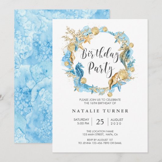 Op grond van de uitnodiging van de Zee Blue Gold B (Voorkant / Achterkant)