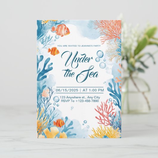 Op grond van de uitnodiging van de Zee van Birthda (Staand voorkant)