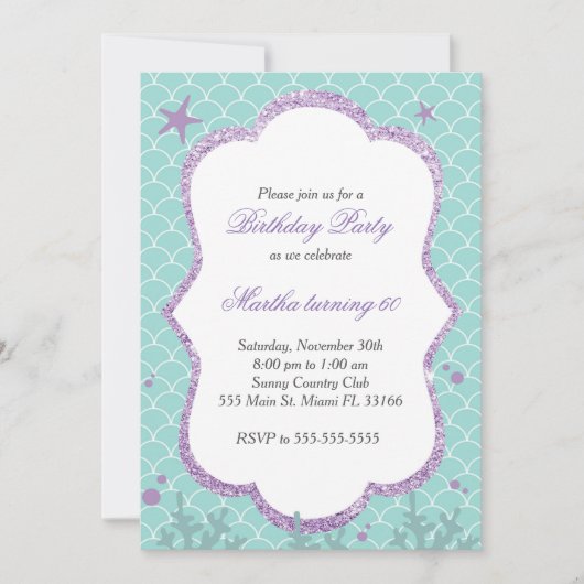 Op grond van het Zee Birthday Party Invitation Blu Kaart (Voorkant)