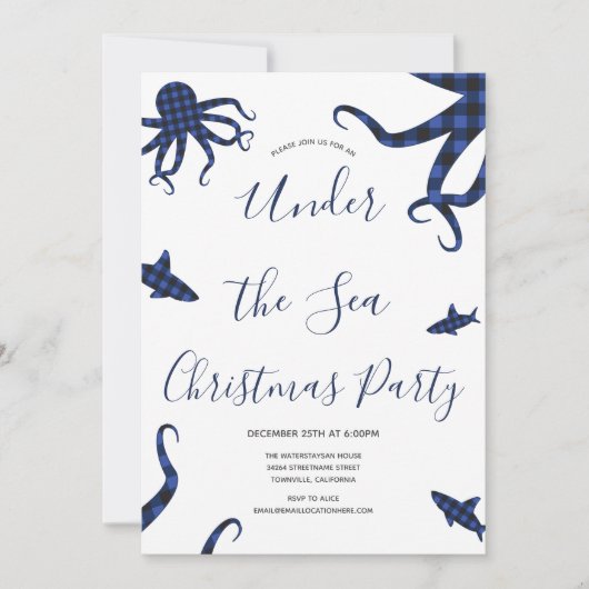 Op grond van het Zee Blauwe Gedekte Kerstfeest Kaart (Voorkant)