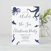 Op grond van het Zee Blauwe Gedekte Kerstfeest Kaart (Staand voorkant)