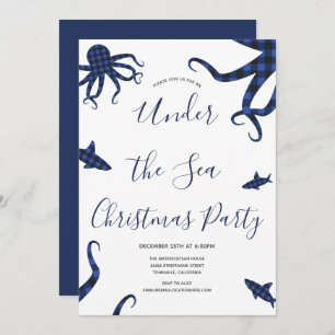 Op grond van het Zee Blauwe Gedekte Kerstfeest Kaart