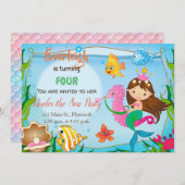 Op grond van het Zee Mermaid Birthday Invitation Kaart (Voorkant / Achterkant)