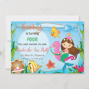 Op grond van het Zee Mermaid Birthday Invitation Kaart