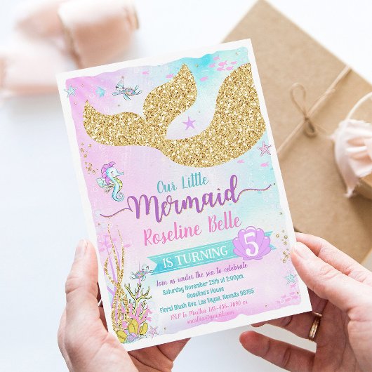 Op grond van het Zee Mermaid Birthday Invitation Kaart