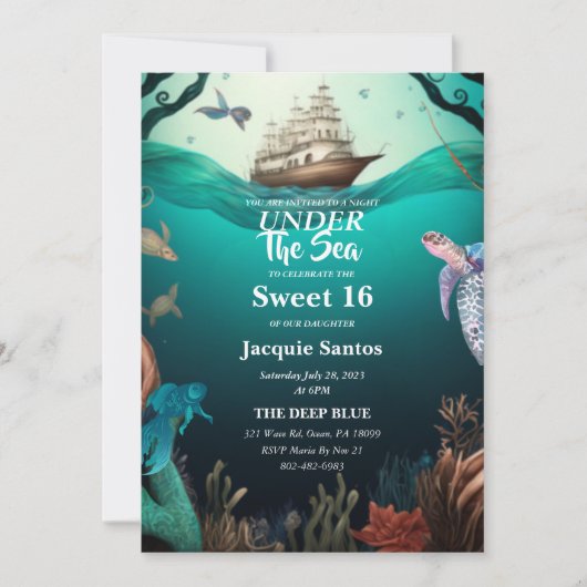Op grond van het Zee Sweet 16 Uitnodiging (Voorkant)