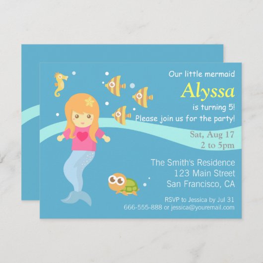 Op grond van het Zee wordt een kleine uitnodiging  (Voorkant / Achterkant)